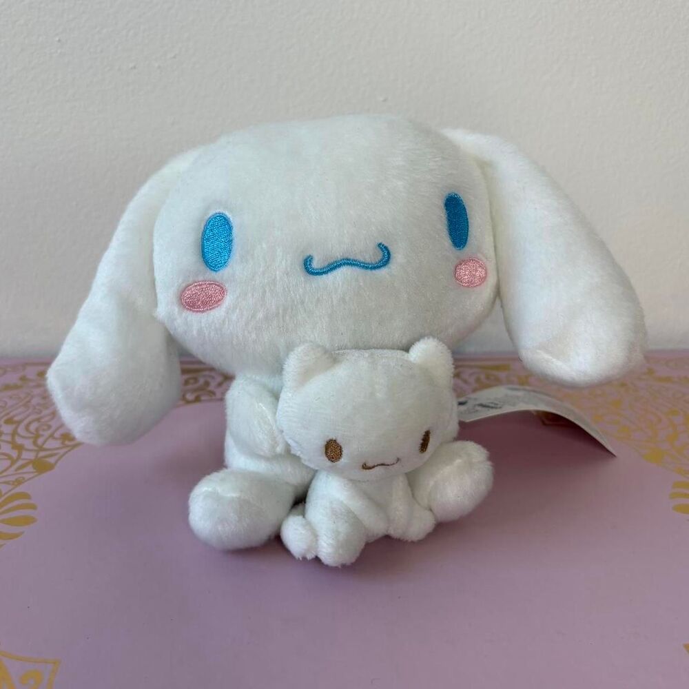 Cinnamoroll 2011 Classic Mascot Holding Kitten Plush Sanrio White Blue Stuffed